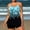 #0129-Blue, variant on Womens Tie Dye Tankini Swimsuit with Boyshort Bottom Spaghetti Straps Bow Front Two Piece Bathing Suit Flowy Tummy Control Swimwear