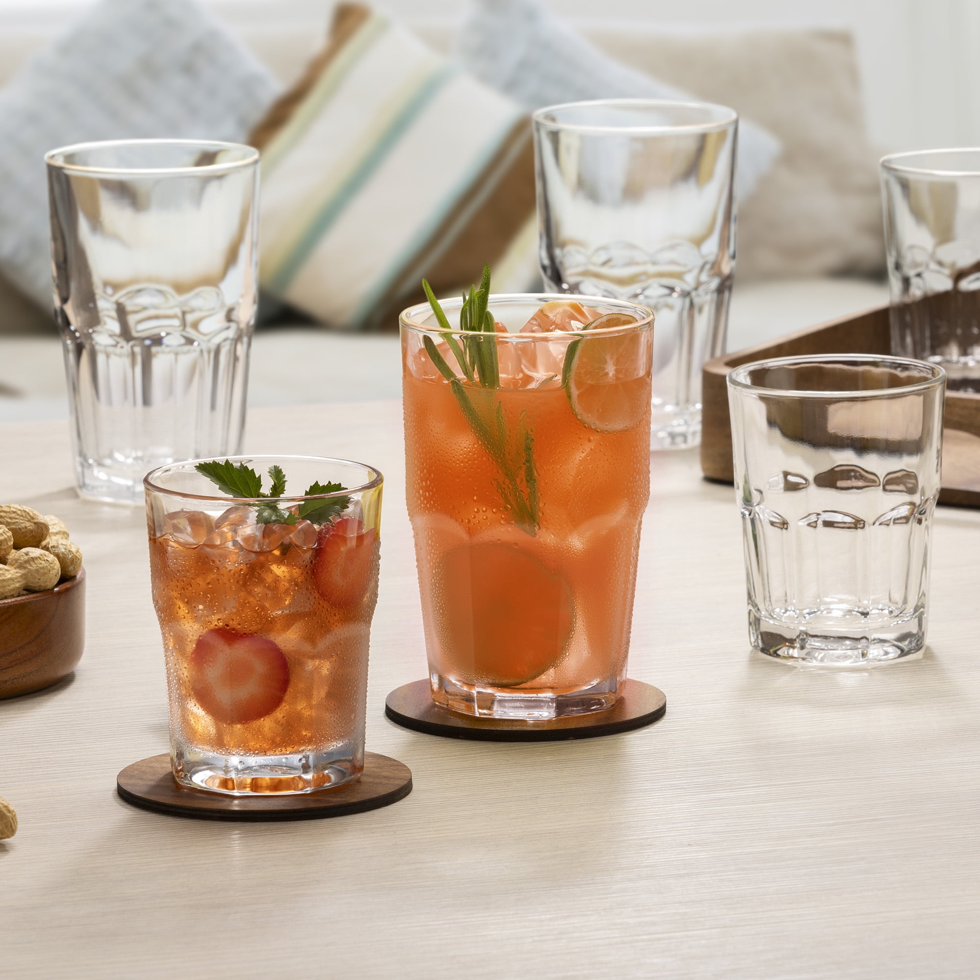 Mainstays 12-Piece Clear Crossplains Drinkware Set