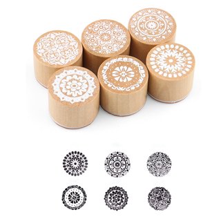 NUOLUX 6Pcs Retro Happy Birthday Wooden Round Seals Decorative DIY Scrapbook  Stamps (Assorted Color) 