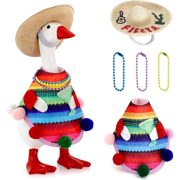 Desk Goose Outfits 7 Inch, Mini Goose Costume Set with Hat and Accessories for Desk and Office Decor