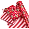 thumbnail image 2 of Gleam Adorn 30 Inch Jumbo Reversible Christmas Wrapping Paper - 30 Inch x 33 Feet - Red Christmas Tree Wrapping Paper and Stripe Design for Holiday, Party Celebration, 2 of 13