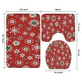 thumbnail image 3 of Red Christmas Snowflake Pattern Bathroom Rugs Sets 3 Piece,Toilet Cover Set,Absorbent Non Slip Bathroom Mats Sets with U-Shaped Contour Rug Toilet Rug Set, 3 of 5