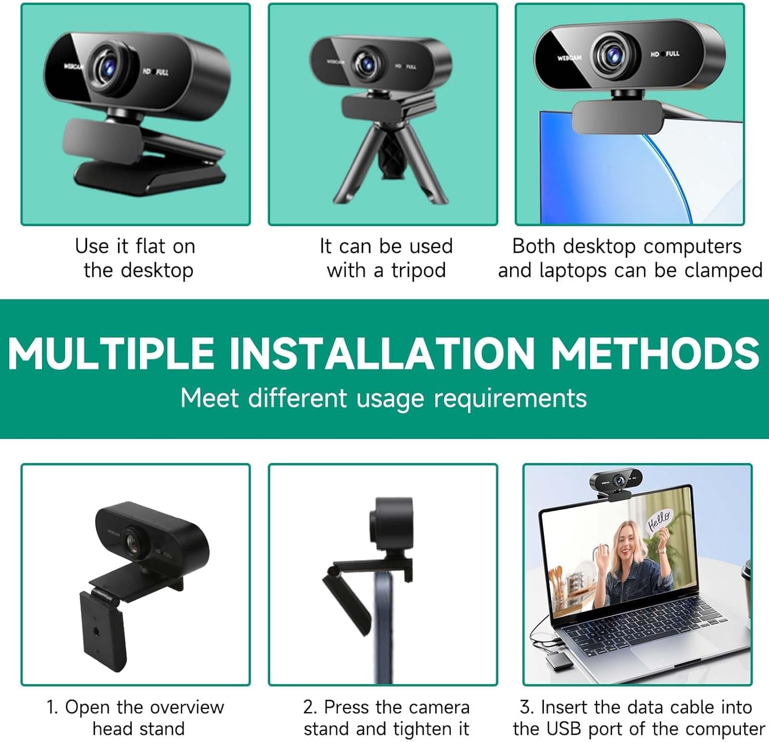 USB computer webcam 1080P 2K network monitoring 720P online class live streaming PC online broadcasting webcam auto focus,Manual focusing-4K