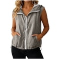 thumbnail image 2 of Hvogkswy Summer Jackets for Women Solid Casual Sleeveless Hooded Jacket Full Zip Lightweight Windbreaker Outdoor Hiking Jacket with Pockets, 2 of 9