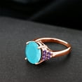 thumbnail image 4 of Gem Stone King 3.24 Ct Oval Green Turquoise Purple Amethyst 18K Rose Gold Plated Silver Ring (Size 7), 4 of 4