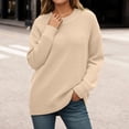 thumbnail image 2 of Winter Knitted Pullover Sweater Soft Cozy Warm Long Sleeve Round Neck Elegant Casual Blouse Loose Fit Comfortable Daily Wear Fall Fashion, 2 of 5