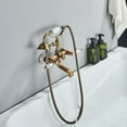 thumbnail image 2 of Vintage Bathtub Mixer With Blue And White Ceramic Dual Handles, Vintage Bathtub Mixer With Brass Shower Faucet, Bathtub Faucet With Brass Manual Shower, 2 of 5