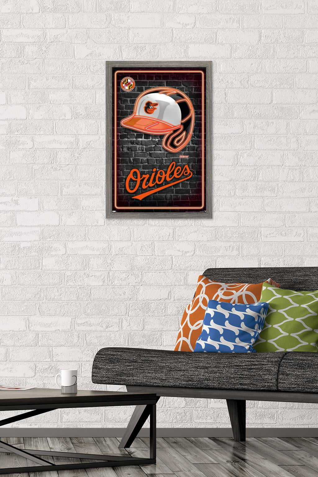 MLB Baltimore Orioles - Neon Helmet 23 Wall Poster, 14.725" x 22.375" Framed