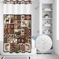 thumbnail image 2 of No Hook Shower Curtain, Country Patch Plaid Shower Curtains for Bathroom with See Through Top Window, Brown Farmhouse Retro Bear Deer Cabin Waterproof & Washable Bath Curtain Narrow 54"x78", 2 of 9