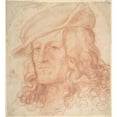 thumbnail image 2 of Hans Leonhard Schäufelein 15x16 Gold Ornate Wood Frame and Double Matted Museum Art Print Titled - Portrait of a Man, Bust-Length, Wearing a Hat (ca. 1510-15), 2 of 4