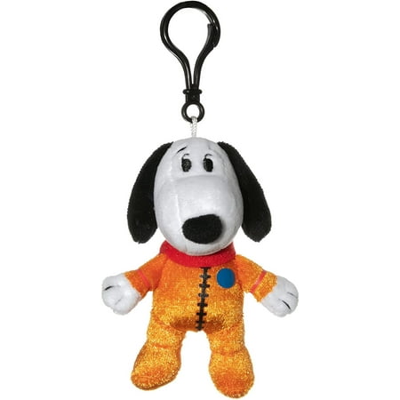 JINX Snoopy in Space Snoopy in Orange Astronaut Suit Clipsters Toy, 4-in Plush Hangers from Apple TV+ Series for Fans Ages 3+