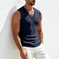 thumbnail image 5 of Ecqkame Mens Tank Tops Knitted Pit Stripe Slim Fit Textured Vest V-Neck Sleeveless Casual Lightweight Breathable Daily Versatile Tops Navy Free Size, 5 of 7