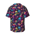 thumbnail image 6 of Lsque rainbow color mushroom Skull print Men's Cuban Collar Short Sleeve Shirt Summer Beachwear Casual Button Down Fashionable Vacation Leisure Shirt-XX-Large, 6 of 7
