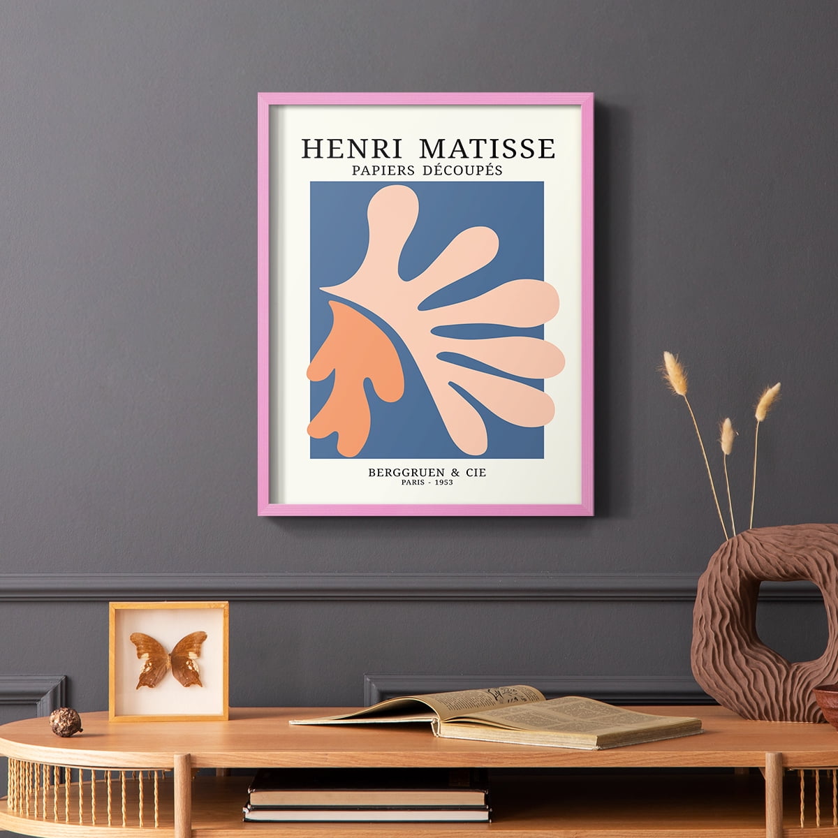 Matisse CDVII in Pink Solid Wood Framed Print No Nail Hanging