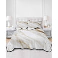 thumbnail image 3 of Abstract White Gold Full Size Down Alternative Comforter, Lightweight Comforter Quilt Bedding Set with Pillow Shams Simple Marble Geometric All Seasons Bed Comforter Duvet Insert 78"x90", 3 of 7
