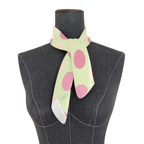 Square Scarf 24x24 Inch Cream Pink Green Big Dots Silky Satin Sun Protection Neck Scarf for Women Multi-Purpose Head Wrap Bandana for Hair Bag Decoration