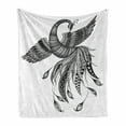 thumbnail image 1 of Phoenix Soft Flannel Fleece Throw Blanket, Boho Style Bird with Ornamental Folk Pattern, Cozy Plush for Indoor and Outdoor Use, 60" x 80", Black Grey White, by Ambesonne, 1 of 6