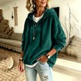 thumbnail image 5 of Fewfanhot Womens Tops Casual Loose-fitting Long-sleeved Knitted Velvet Hooded Sweatshirt Top, 5 of 9