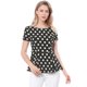 thumbnail image 5 of Blusa Peplum de Lunares de Manga Corta para Mujer con Cinturón Negro M Allegra K, 5 of 6