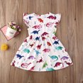 thumbnail image 4 of Xingqing Bambin Bébé Filles Manches Courtes Dinosaure Imprimé Col Rond Robe, 4 of 9
