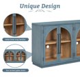 thumbnail image 5 of GZXS 60-Inch Large Sideboard Buffet with 4 Tempered Glass Doors, Adjustable Shelves, and Metal Linear Handles, Wooden Floor Storage Cabinet for Hallway, Kicthen, Bedroom, Living Room, Navy, 5 of 10