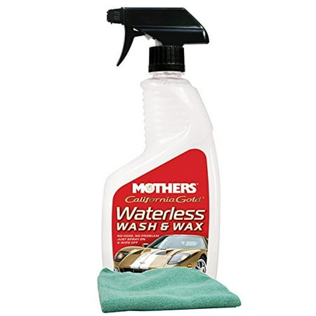 Mothers Waterless Car Wash & Wax (24 oz) Bundled with a Microfiber Cloth (2 Items)