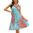 thumbnail image 1 of Robe Évasée Corail Col Carré Robe Élégante Mode Féminine Imprimée Motifs Océan Corail Récif Océan Mer Bleu, 1 of 5