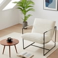 thumbnail image 3 of Sillón de Acento Moderno para Sala - Tapizado en Pana Beige con Estructura Metálica Negra y Cojín de Espuma de Alta Resiliencia - Funda Removible y Lavable para Dormitorio, Estudio o Sala de Estar, 3 of 7