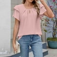 thumbnail image 6 of Oplxuo Women's Flutter Sleeve Chiffon Work Blouse Dressy Casual Keyhole Office Shirts Elegant Ladies Pleated Business Tops, 6 of 7