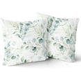 thumbnail image 2 of Spring Sage Green Leaf Pillow Covers 18x18 Set of 2, Eucalyptus Floral Watercolor Pillow Cushion Cases, Gray Seafoam Leaves Print Modern Throw Pillows Cover Decor Gifts for Bed Couch Sofa Living Room, 2 of 6