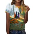 thumbnail image 2 of Qzwdhjm Halloween Shirts for Women Short Sleeve Spooky Season T-shirts Crewneck Pumpkin Loose Casual Plus Size Tops for Halloween Party, 2 of 6
