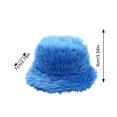 thumbnail image 2 of Bexdxz Long Pile Faux Fur Bucket Hat, Soft Fuzzy Fluffy Wide Brim Winter Fisherman Cap, Warm Outdoor Cold Weather Hat for Women Royal Blue, 2 of 5