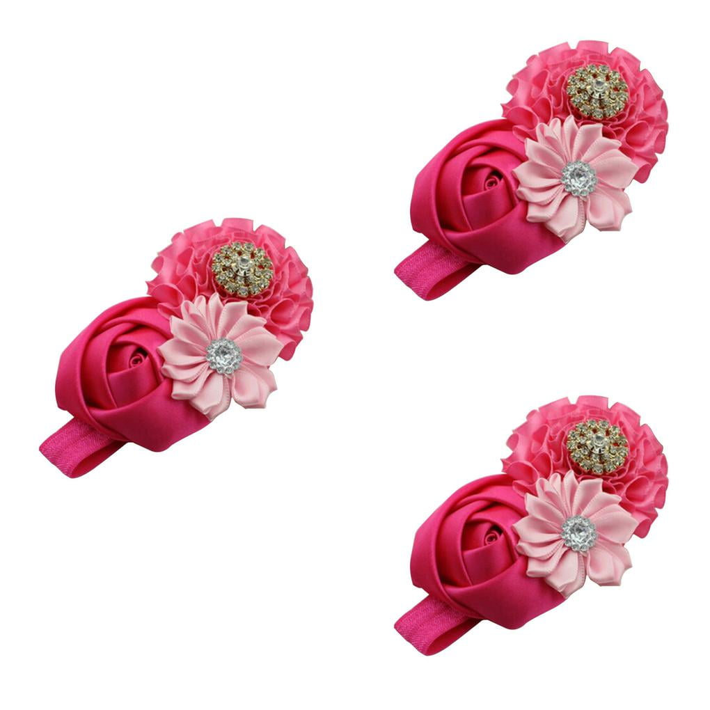3Pcs/set Chiffon Hair &Clips Flowers Children Rose Fabric Girls Hair Accessories 