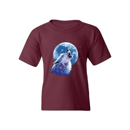 - Call of the Wild Howling the Full Moon Youth T-shirt Alpha Wolf Tee