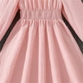 thumbnail image 3 of WMQPNNS Girls Dresses Ruffle Bowknot Smocked Midi Dress Square Neck Long Sleeve Swing Dress Girls Clothes for Spring Fall, Dress for Age 8-9 Years, 1-Pink, 3 of 9