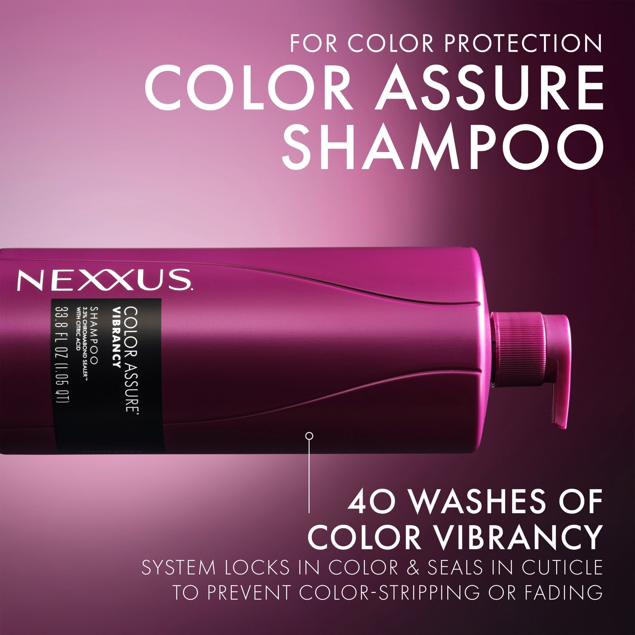 Nexxus Color Assure Shampoo for Color Treated Hair for Vibrancy Powered by Chromabond Sealer with Citric Acid ,33.8 fl oz