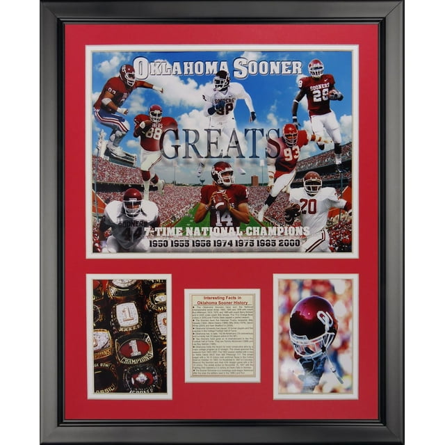 Legends Never Die NCAA Collage Photo Encadré Oklahoma Sooners All-Time Greats, 18 Pouces x 22 Pouces
