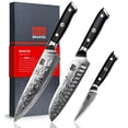 thumbnail image 1 of Juego de cuchillos SHAN ZU Damascus Japanese Steel 3 piezas con mango G10, 1 of 8