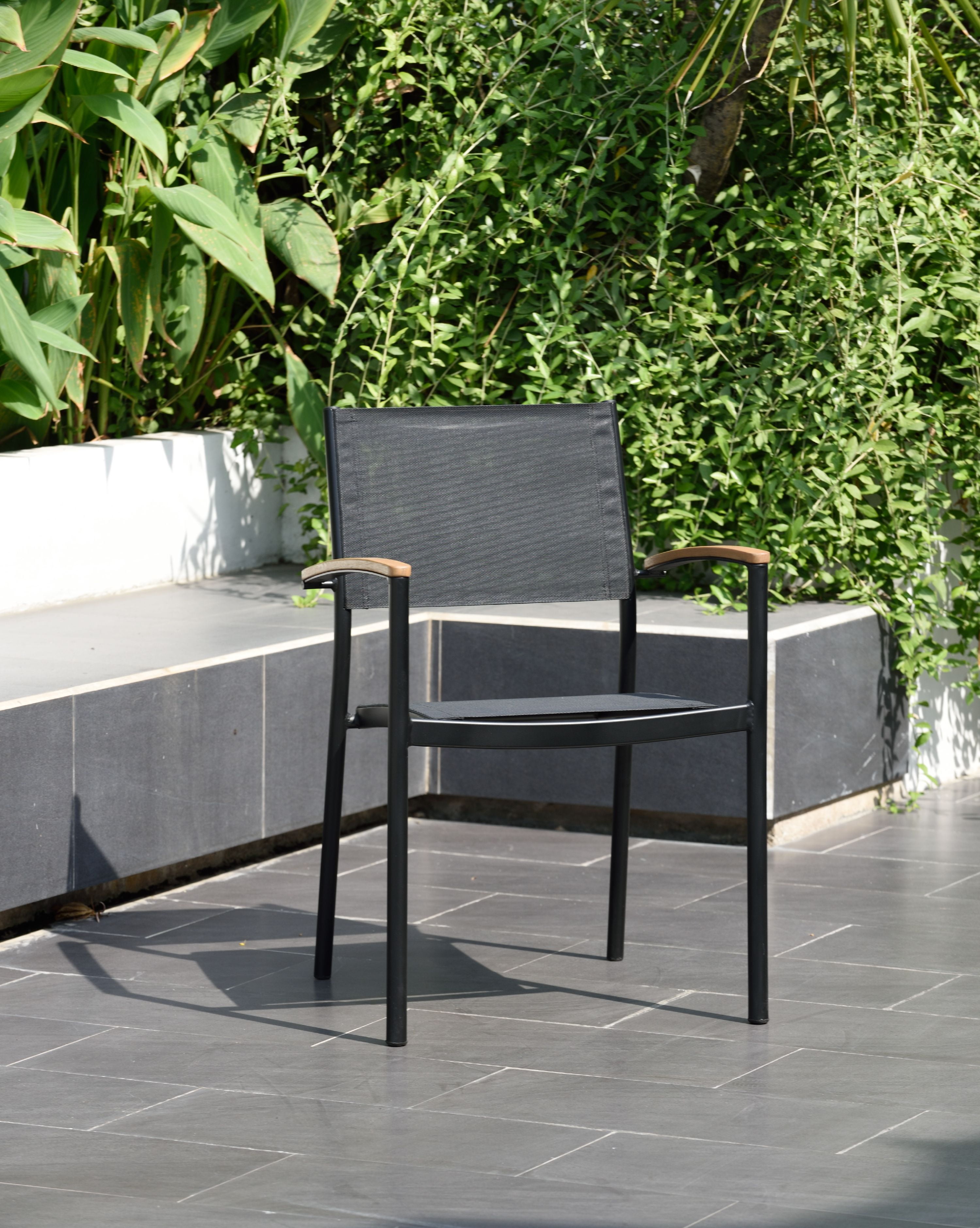 Amazonia Ulloa 4-Piece Black Patio Stacking Chairs