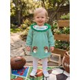thumbnail image 5 of RUINIXCW Toddler Baby Girl Football Dress Little Girls Fall Waffled Dress Funny Rugby Letter Embroidery Bow Ruffled Crew Neck Long Sleeve loose Dress, 5 of 9