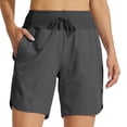 thumbnail image 4 of Women's Athletic Running Long Shorts Workout Hiking Shorts Quick Dry High Waisted Active Zipper Pocket Dark Gray M, 4 of 4