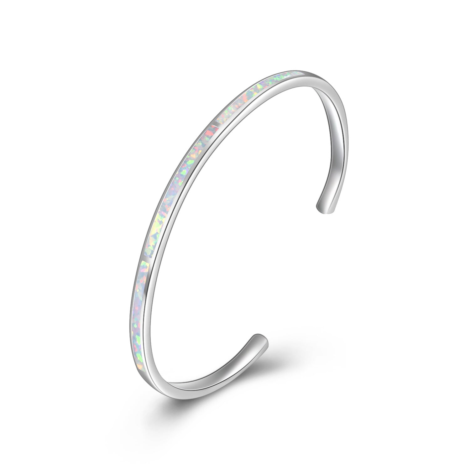 Handmade Jewelry Gift Jewelry White Opalite Sterling Silver Overlay Bangle/Bracelet Free Size 
