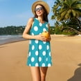 thumbnail image 3 of Balery Sky Blue And White Polka Dot Vestidos de verano para mujer con estampado: vestido holgado sin mangas, vestido playero informal y cómodo para días calurosos., 3 of 7