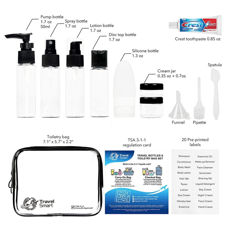 Travel Bottles & TSA Approved Toiletry Bag Set, Travel Size Toiletries &  Accessories Kit, Travel Containers/