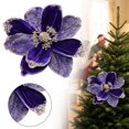 thumbnail image 2 of 1 Pcs Glitter Velvet Christmas Poinsettia Flower,7.87 inch Artificial Velvet Magnolia Flower,Christmas Tree Decoration,Sequined Velvet Poinsettia Flower for Home Table Decorations,Z1-Blue, 2 of 5
