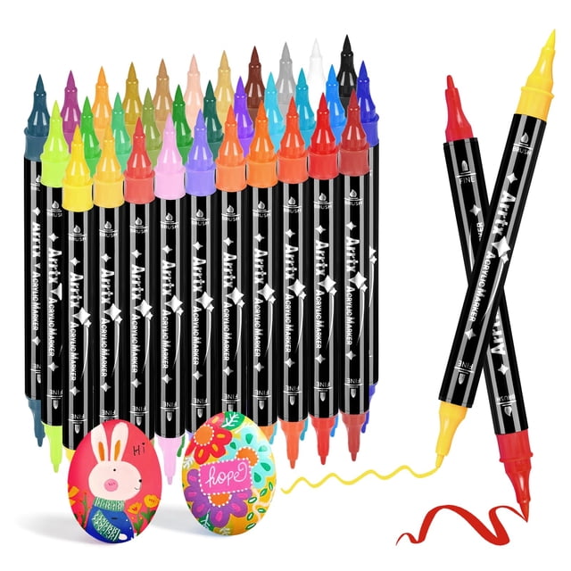 Bolígrafos de pintura acrílica Arrtx, 32 colores, doble punta, a base de agua