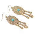 thumbnail image 4 of Pendientes colgantes Hugo flecos aleación vintage gota turquesa dorado, 4 of 10