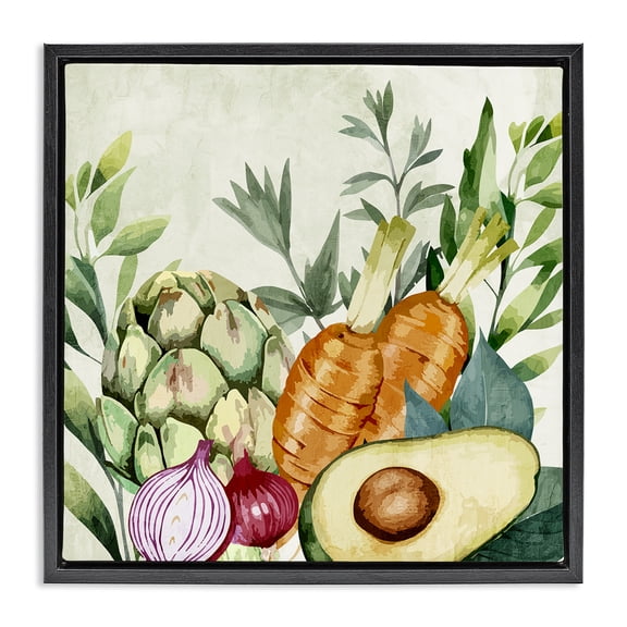 Stupell Industries Cottage Organic Vegetable Harvest Black Floating Frame Canvas Art, 25 x 25, by Kim Allen