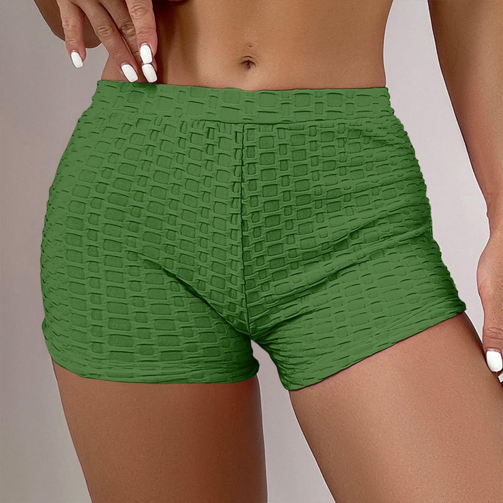 Tking Fashion Womens Casual Swim Shorts High Waisted Solid Tummy