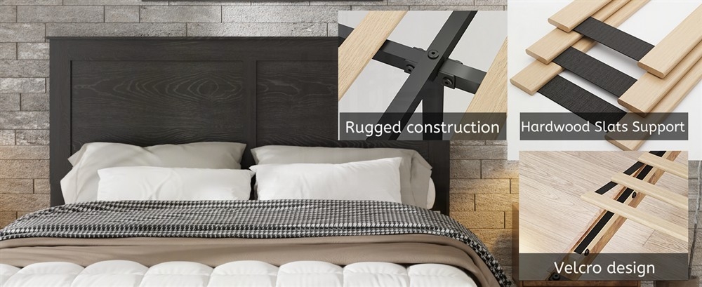 King Size Wood Platform Bed Frame, Noise-Free, No Box Spring Needed, 45-Minute Easy Assembly, Dark Brown
